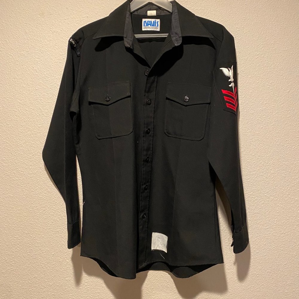 Vintage WW2 Era US Navy Military‎ Shirt - CAMP DAVID Assignment - Size 15.5 x 33